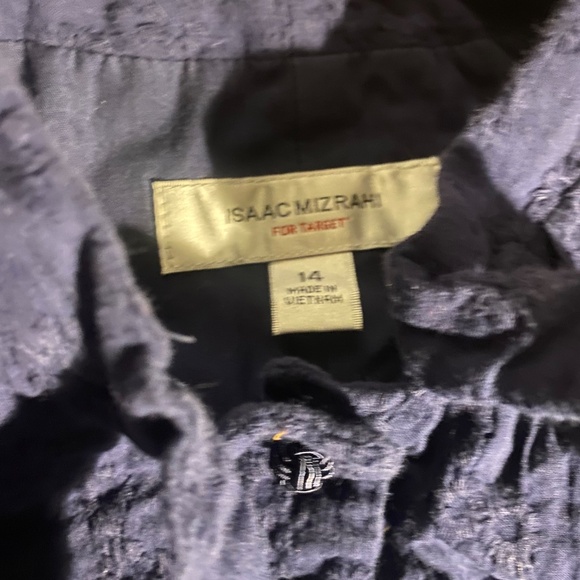 Dark Navy Isaac Mizrahi Embroidered Cotton Dress - Picture 3 of 6